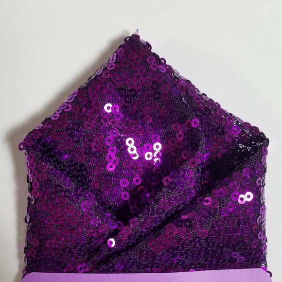 Men's Sequin Pre-Folded Pointed Pocket Square Insert - Purple - Picture 4 of 8